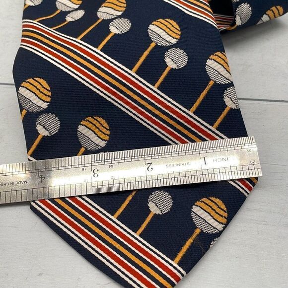 Pierre Cardin Morville Silk Ties Wide For Mens Blue Orange Golf‎ Print Paris - Picture 6 of 7